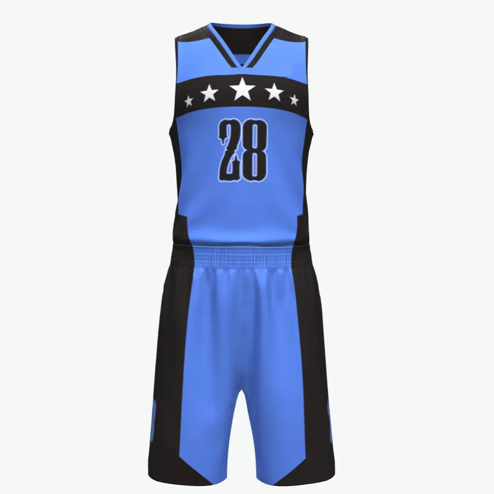 Gökyüzü mavi renk yıldız özel tasarım forması basketbol özel üniforma