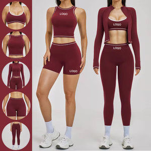 Conjunto de Yoga Personalizado de 5 Piezas, Ropa Deportiva para Gimnasio, Ropa Deportiva para Mujer, Tops de Yoga sin Mangas, Leggings de Yoga Ajustados para Mujer, Ropa Informal - Product Image 2