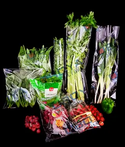 Customized transparent tomato herb vegetable fruit food grade BOPP CPP Plastic packaging bags Cut Herbs and Microgreens Sleeves