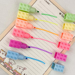 Vente en gros logo personnalisé Macaron fluorescent Blocs de couleur Surligneur de bâtiment Stylo <span class=keywords><strong>marqueur</strong></span> promotionnel pour enfants - Product Image 1