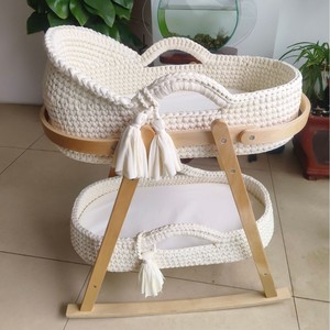 Crocheted <strong>Moses</strong> <strong>Basket</strong> Handmade <strong>Mobile</strong> Baby Bed for Newborns Choice of Colours - Product Image 3