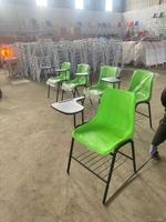 Chaise de formation empilable avec tablette d'écriture, porte-livres suspendu, cadre en métal et plastique PP, ergonomique, pour la maison, le bureau et la salle de classe