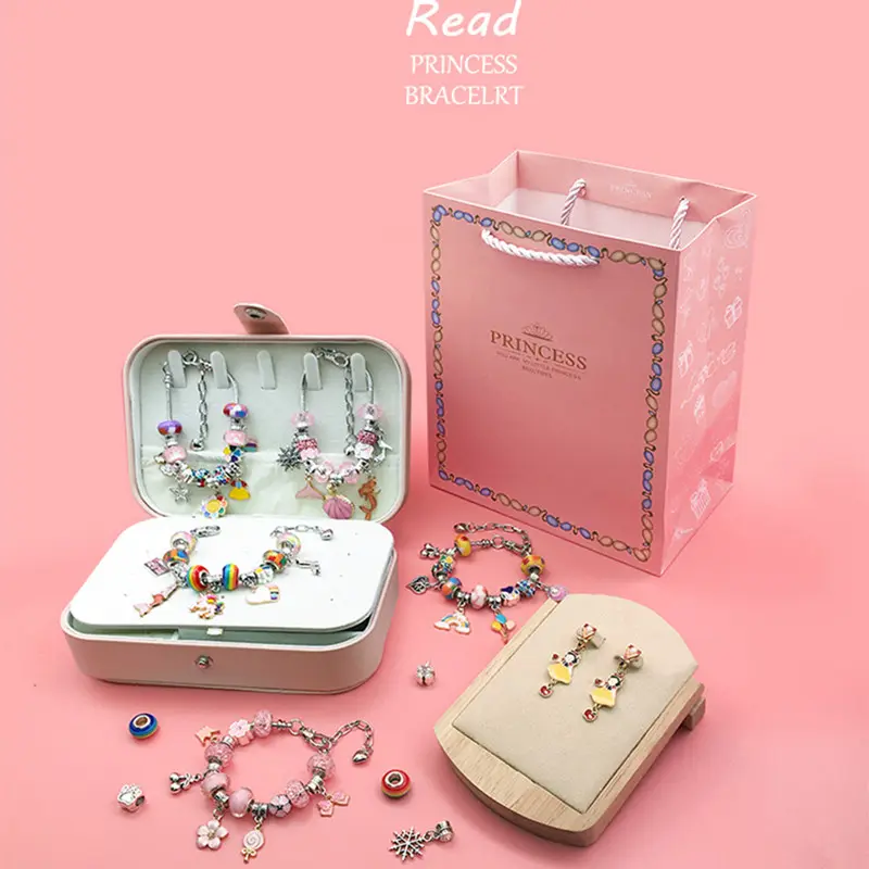 2024 Kit de fabrication de bijoux à bricoler soi-même à la mode Bracelet à breloques faisant ensemble fournitures de fabrication de bijoux sirène licorne cadeaux pour adolescentes