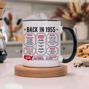 Taza de Café de Cerámica Desechable Vintage de 1955, 11 oz, con Diseño Floral, Apta para Microondas y Lavavajillas, <span class=keywords><strong>Regalo</strong></span> para Fiestas, para Hombres, Mujeres, Papá - Product Image 4