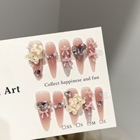 Faux ongles à presser personnalisables faits main, style gothique, croix 3D, nœud noir, réutilisables, longs, forme stiletto, à coller
