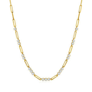 Collar con Colgante de Moissanita Chapado en Oro de 14K Estilo Hip Hop, Elegante Joyería de Plata de Ley con Piedra de Silicona - Product Image 1