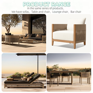 Set da Pranzo da Giardino in Teak Massello Marrone, Tavolo e Sedie da Esterno per Villa Moderna - Product Image 6