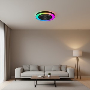 Ventilador de Techo LED RGB Moderno de 19 Pulgadas con Motor DC de 6 Velocidades, Silencioso, Control Remoto por Aplicación, Regulable y con Cambio de Color para Sala de Estar - Product Image 2
