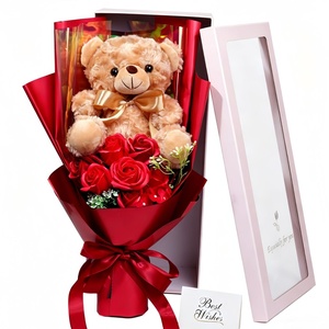 Oso de Peluche Grande con Ramo de Rosas de Jabón, Regalo para el Día de San Valentín, Simulación de Dibujos Animados, Hecho a Mano, Caja de Regalo Grande - Product Image 5
