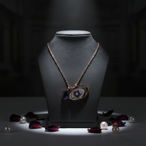 Collana Occhio Onniveggente con Zircone, Gioiello Ispirato alla Mitologia Turca, Placcatura in Oro Rosa, Catena in Acciaio Inossidabile - Product Image 4