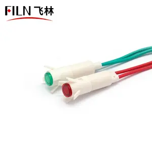 FILN plastic indicator light 6mm 8mm 10mm 12mm mounting size with wire snap connection pilot lamp red yellow signal lamp
