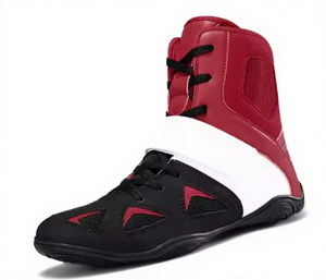PROFIT SPORTS Chaussures de lutte blanches à tige haute avec accents noirs, en PU durable, pour toutes les saisons - Product Image 5