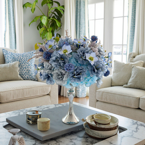 Flores Artificiales Azules Hechas a Mano de Alta Calidad para Bodas y Navidad, Inspiradas en el Viento del Océano, Rosas, Peonías y Golondrinas de Seda, Duraderas, Venta al Por Mayor - Product Image 2