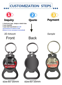 مورد بالجملة لفتاحات زجاجات على شكل سلسلة مفاتيح بدون حد أدنى للطلب، فتاحة زجاجات بيرة معدنية مخصصة للسيارات مع شعار - Product Image 2