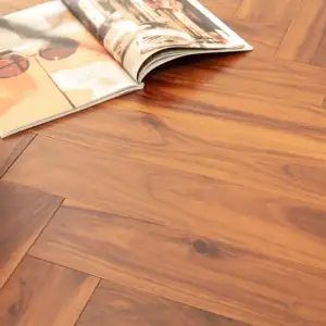 Golden acacia herringbone solid hardwood flooring