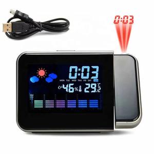 Reloj Despertador Digital LED <span class=keywords><strong>con</strong></span> <span class=keywords><strong>Proyector</strong></span> USB, Función de Repetición, Estación Meteorológica, Termómetro, Hora, Calendario y Fecha - Product Image 6