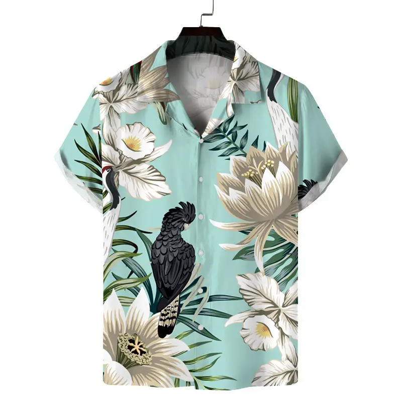 2024Hot Selling and New styles Men's Street Clothing Summer Loose Vintage Print Short Sleeve Button Men's Hawaiian Shirts