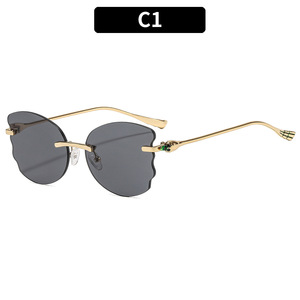 Lunettes de soleil de luxe sans monture en forme de cœur pour femmes avec protection UV400, logo personnalisé de haute qualité, modèle Qianyuan <span class=keywords><strong>1001</strong></span>, vente en gros - Product Image 5