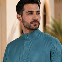 CCY Qamis Arabe pour Homme, Kandura Saoudienne, Vêtement Musulman Islamique Traditionnel du Moyen-Orient, Robe Jubba Saoudienne à Col Montant, Personnalisable