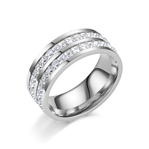 Anello di <span class=keywords><strong>Design</strong></span> Lussuoso in Acciaio Inossidabile in 3 Colori, Anello in Acciaio Inossidabile Placcato Oro 18K con Zirconi Incastonati, Regalo per Donne - Product Image 5