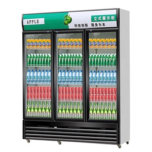 ガラスドア付き<span class=keywords><strong>3</strong></span>ドア商用冷蔵庫垂直直立飲料ディスプレイキャビネット冷凍庫 - Product Image 1