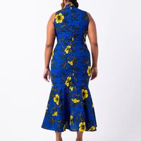 Robe longue africaine en coton imprimé sans manches à col montant pour femme – Élégante et tendance