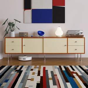 Mueble de TV Estilo Vintage Bauhaus, Unidad de Almacenamiento Minimalista, Diseño con Bloques de Color, Mueble Retro para Sala de Estar - Product Image 2