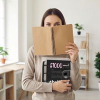 Mini carnet à spirales en PVC - Boîte d'épargne amusante, carnet de budget pour enfants avec enveloppes