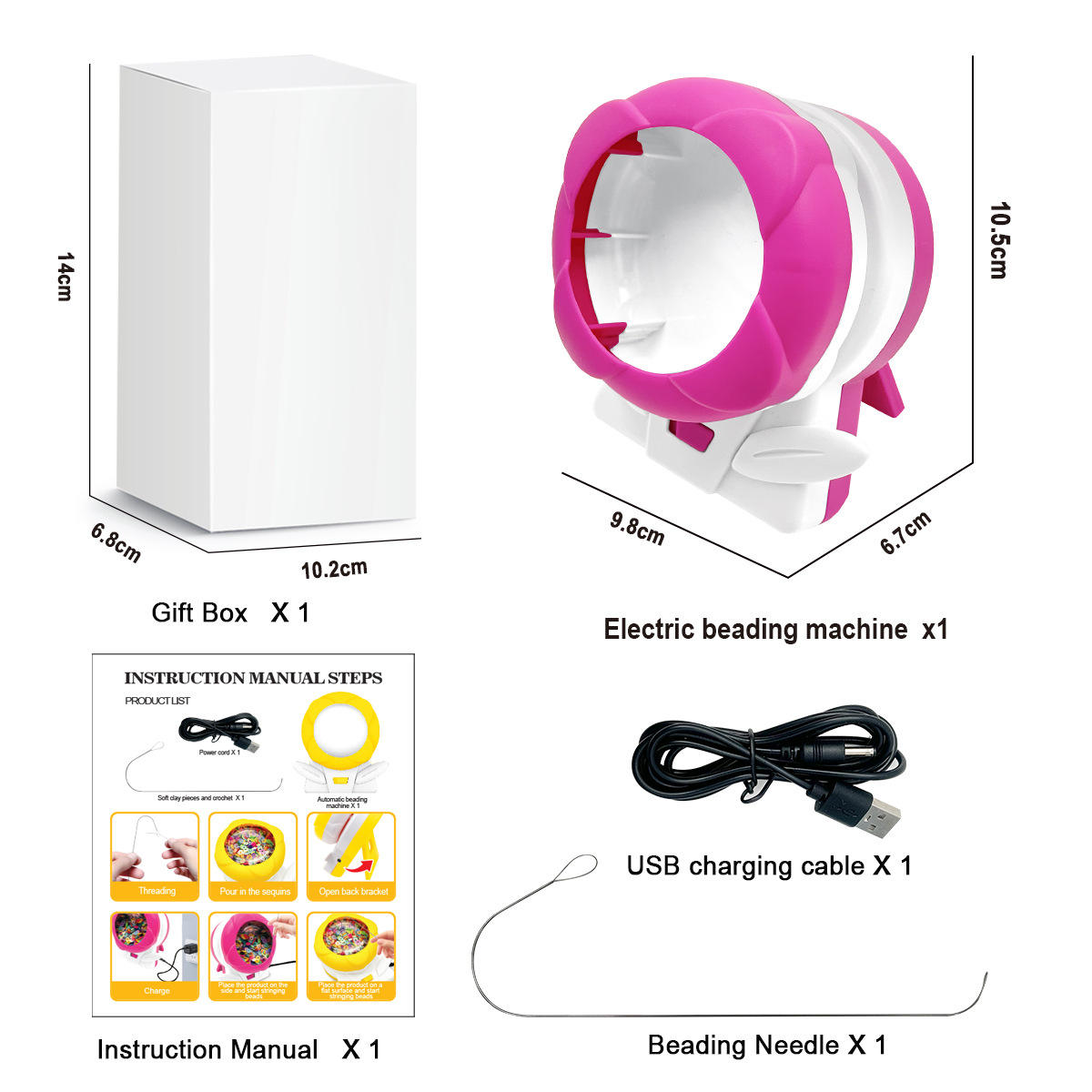 เครื่องมือร้อยลูกปัดสีชมพูใหม่ (สำหรับแผ่นดินโพลิเมอร์)