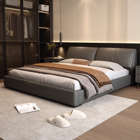 Lit en cuir minimaliste italien, nouveau lit double moderne et minimaliste, mobilier de chambre principale