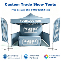 Tente de salon professionnelle 3x3m personnalisée avec cadre en acier, toile Oxford 300D monocouche, auvent carré imperméable pour salons professionnels d'entreprise
