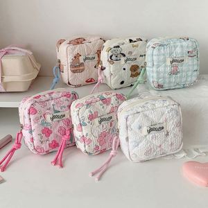Small Cotton Quilted Small Floral Zipper Lipstick Holder Bag Quilted Mini Cotton Makeup Pouch for <b>Purse</b> - Product Image 1