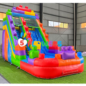 Khối xây dựng PVC trượt bơm hơi giá rẻ giá toboggan gonflable hồ bơi trượt nước cho trẻ em - Product Image 1