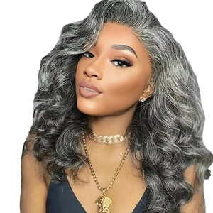 Peluca frontal 13*4 de alta calidad para mujer, a la moda, transparente, con ondas sueltas y rizadas, de fibra sintética, tamaño de gorra pequeño, afro negro. - Product Image 6