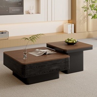 Table basse de salon en bois massif de style moderne du milieu du siècle, avec espace de rangement, sensation de luxe léger et haut de gamme, nouveau modèle 2026, petite taille