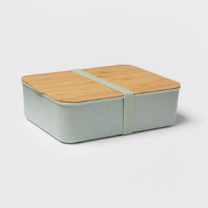 Non toxic eco-friendly biodegradable bamboo fiber bento box with bamboo lid