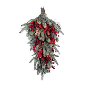 หน้าต่างประตูประดับด้วยลูกสนและผลเบอร์รี่สีแดง สูง 60 ซม. - Product Image 1