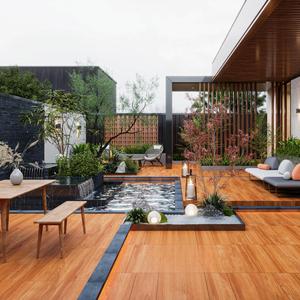 Piastrelle in Porcellana per Esterni Resistenti all'Invecchiamento, Colore Rosso Legno, per Giardini, Case, Vialetti e Terrazze - Product Image 1