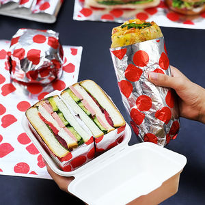 特注プリント断熱ハニカムアルミ箔グリースプルーフテイクアウトサンドイッチチーズバーガーブリトー食品包装紙シート - Product Image 2