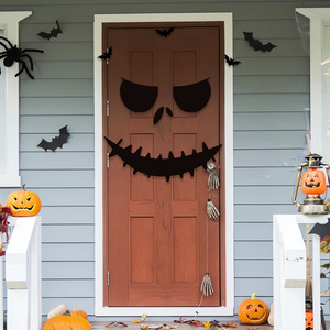 Autocollant mural en feutre Halloween : Citrouille, main de squelette, décoration de porte effrayante pour fête, accessoires pour maison et maison hantée - Product Image 1