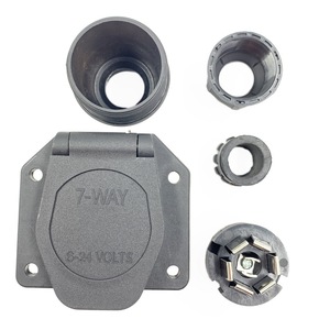 7 Pin Waterproof Socket Trailer <b>Plug</b> RV <b>Adapter</b> Black Connector For Taillight Signal - Product Image 3