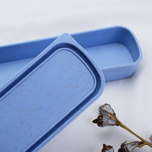 Boîte de rangement <span class=keywords><strong>vide</strong></span> écologique réutilisable en paille de blé avec couvercle, étui de voyage pour <span class=keywords><strong>couverts</strong></span>/pailles/baguettes, personnalisable avec logo - Product Image 2