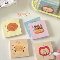 Blocs-notes autocollants carrés mignons Kawaii en forme de fruits de dessin animé pour la décoration de carnets d'étudiant et de bureau