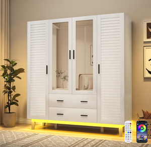 <span class=keywords><strong>Armadio</strong></span> a <span class=keywords><strong>Quattro</strong></span> <span class=keywords><strong>Ante</strong></span> <span class=keywords><strong>con</strong></span> 2 Cassetti e 2 Specchi - Product Image 1