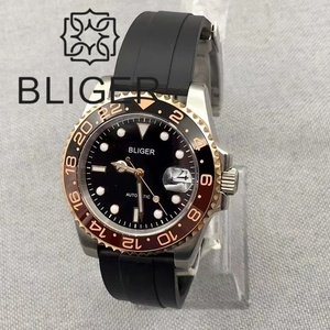 BLIGER <span class=keywords><strong>orologio</strong></span> 40mm anello in <span class=keywords><strong>oro</strong></span> rosa cassa in argento moda giappone 24 gioielli NH35 <span class=keywords><strong>automatico</strong></span> <span class=keywords><strong>orologio</strong></span> uomo cinturino personalizzato - Product Image 3