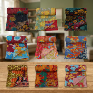 Wholesale Handmade Kantha <b>Quilt</b> Vintage Reversible Sari Kantha <b>Throw</b> - Product Image 3