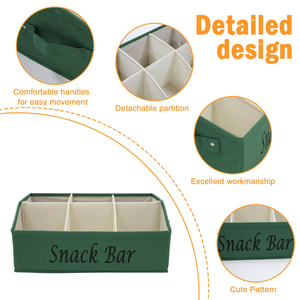 Panier de rangement personnalisé pour collations, panier de rangement pour bonbons avec 6 compartiments séparés en tissu - Product Image 2
