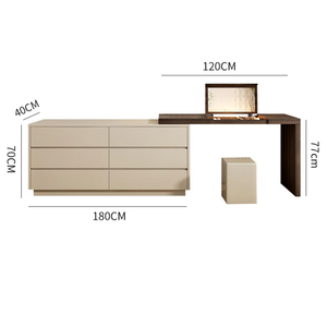 Commode de chambre à coucher armoire à clapet une table bureau d'angle rétractable maquillage coiffeuse - Product Image 4