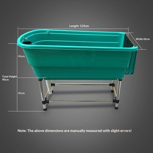 Bañera de Plástico y Acero Inoxidable para Perros Pequeños y Medianos, Gatos y Animales Pequeños con Barandilla Opcional - Product Image 4
