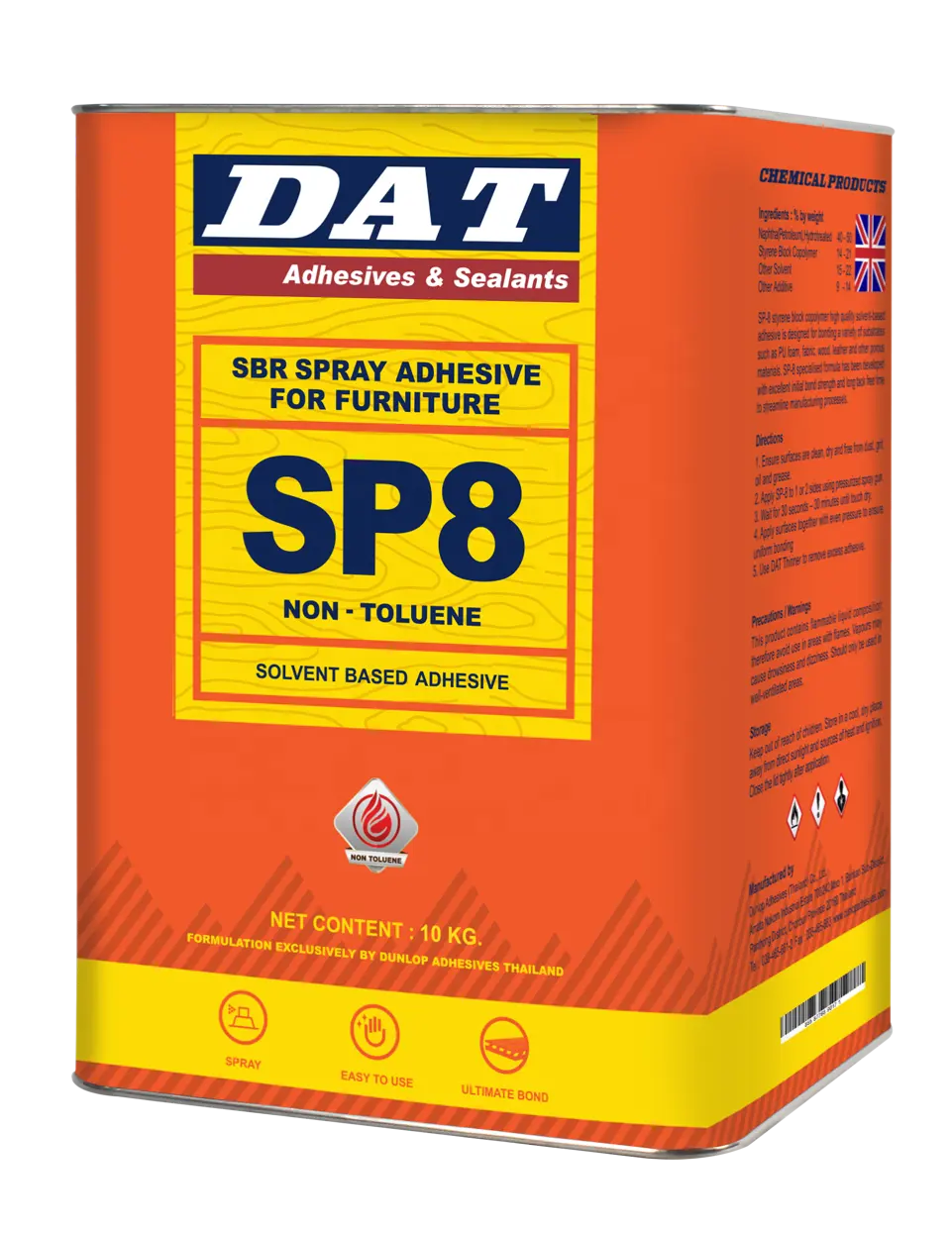 لاصقات DAT Dunlop, لاصقات بخاخة عالية من البولي يوريثان ، تستخدم في رش اللاصق الأولي